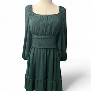 green open tie back mini dress